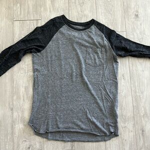 On the Byas. Medium. Black and gray Baseball shirt. 3/4 sleeve